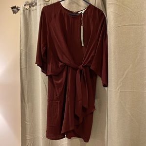 She + Sky Burgundy wrap tie dress